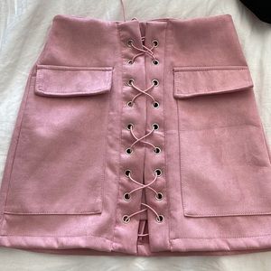 Light pink suede skirt!